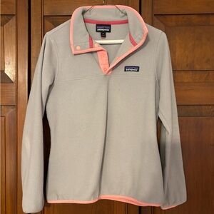 Patagonia Light Gray Fleece with Pink Accents